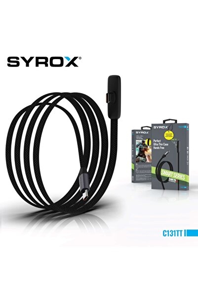 Syrox C131tt 60w Type-c Type-c 90 Derecelik Hasir Ledli Oyun Kablo Ultra Hizli Sarj & Data Kablosu 120 Cm