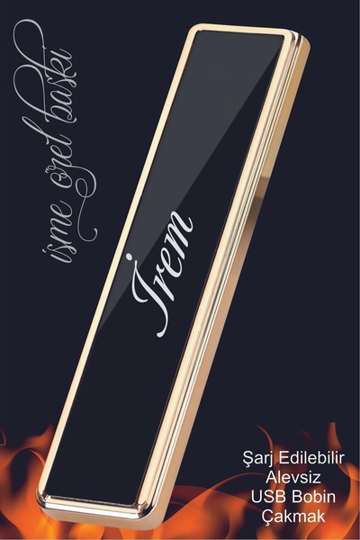 MIL SWIPE Kişiye Özel Baskılı Çakmak Şarjlı Usbli Dokunmatik Gold Rüzgar Çakmağı Elektronik Çakmak