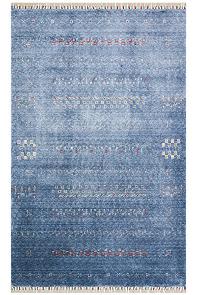 Vog Halı Efsun El Emeği Mavi Renk Lyocell Özel Tezgah Modern Uşak Desenli Saç...