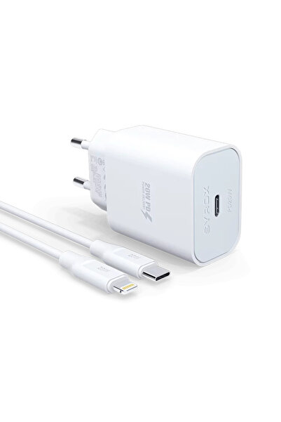 Syrox Uyumlu PD20L 20W PD Lightning Şarj Adaptörü Quick Şarj 3.0A Set