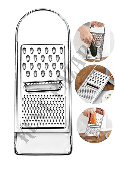 Kent Pazarı Düz Paslanmaz Çelik El Rendesi 29 Cm-Pratik El Rendesi 3 Fonksiyonlu