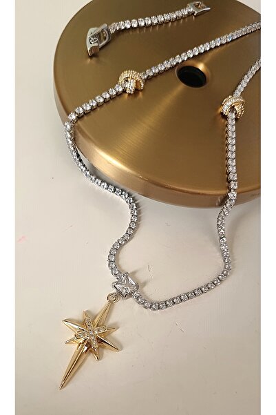 AKSESUARIM ZİRKON TAŞLI, KUTUP YILDIZI ŞIK KARARMAYAN PREMİUM KOLYE(UZATMA APARATI İLE GÖNDERİLECEKTİR)