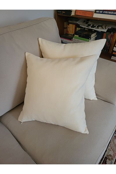 MUSGEM 2-Piece Cotton Ecru Duck Cloth Throw Pillow Covers - 45X45