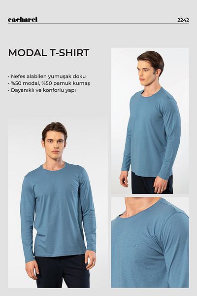 Cacharel 2242 Ανδρικό μπλουζάκι Modal Cotton Crew Neck