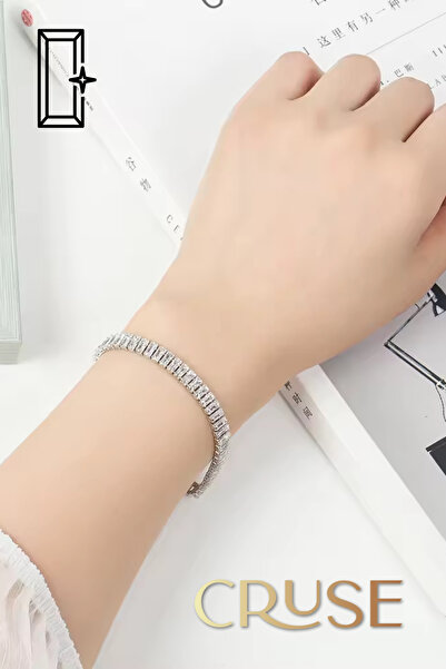 Cruse 925 Ayar Gümüş Crystal Taşlı Su Yolu Bileklik Özel Seri Sertifikalı