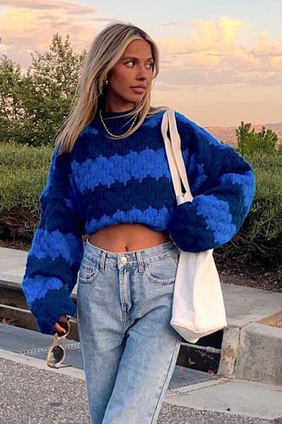 Madmext Pulover Albastru Mad Girls Mg1205