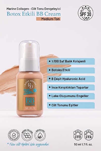 RD RİSUS DERMA Botox Bb Krem Medium/Kolajen Takviyeli ,Leke Karşıtı İince Kır...