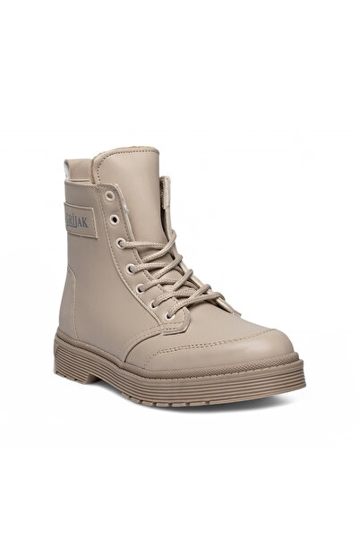 grijak Μπεζ δερμάτινες μπότες με φερμουάρ στο πλάι