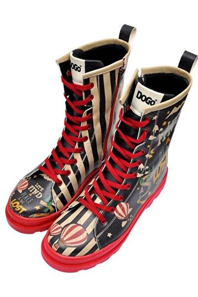 Dogo Női vegán bőr, többszínű, cipzáras hosszú csizma – Tegyük fel, hogy megtaláljuk egy helyet, ahol elpusztíthatóként is léphetünk – Design