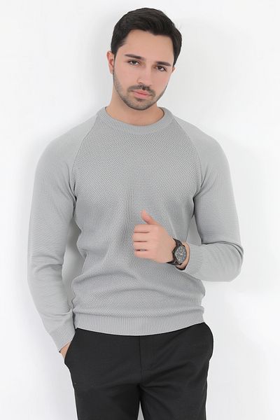 JB John Borners Gray Knitwear Slimfit Sweater - Italian Sleeve, Crew Neck - 2010