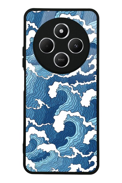 Spoyi Glossy Phone Case for Xiaomi Redmi 14C Blue Wave Design