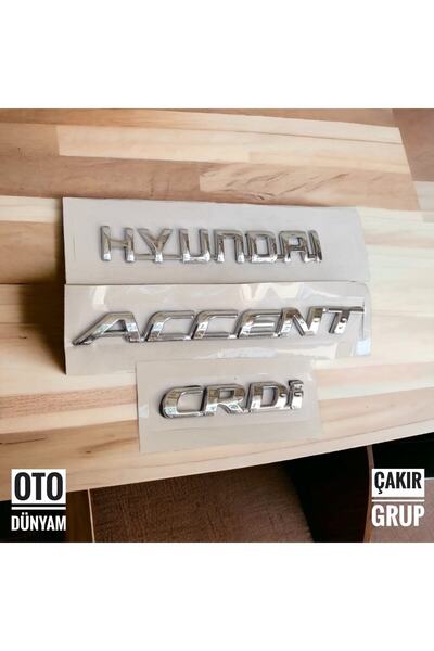 EDEXPORT Hyundai Accent Crdi Amblem Logo Bagaj Yazısı Seti Blue Kasa Için 3 A...