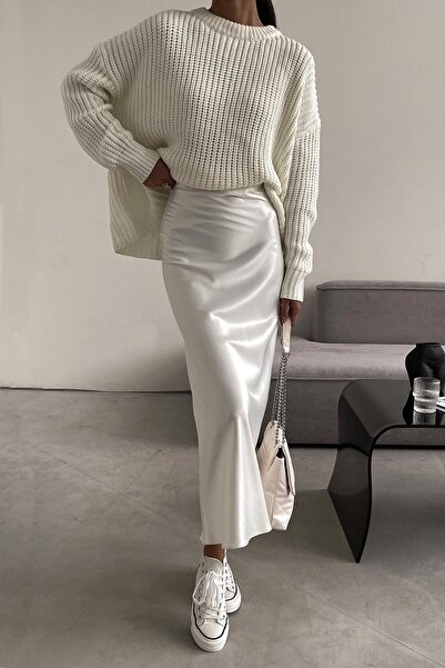 Madmext Krémový svetr Crew Neck Basic Mg1264