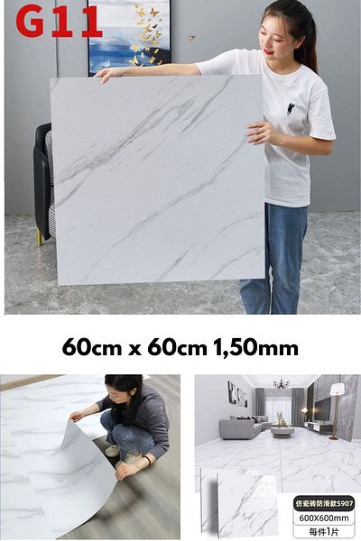 GELDİMİCOM Adhesive Thick Durable Pvc Floor Trim Floor Trim Floor Trim 60X60Cm (4Pcs)