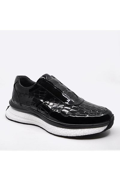 Fosco Men's Black Patent Leather Sneakers 2986 430 90