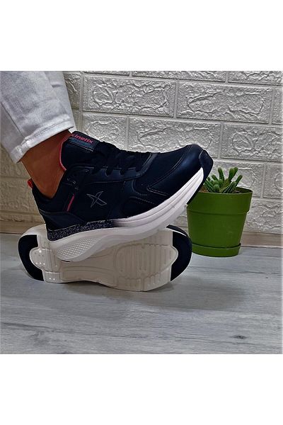 Kinetix Cıntıa Pu Black-White Fuspet Lightweight Casual Sneakers