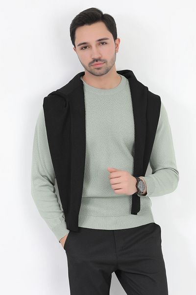 JB John Borners Çağla Micro Flament Knitwear Sweater for Men - Italian Sleeve, Crew Neck, Slimfit - 2010