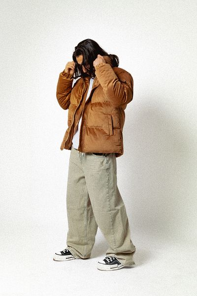 Sokak Butik Basic Velvet Oversize Men's Beige Coat
