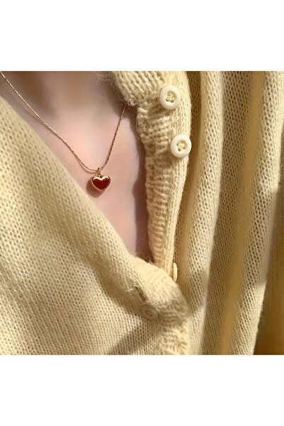 MITH SB TAKI قلادة قلب حمراء من الفولاذ المقاوم للصدأ