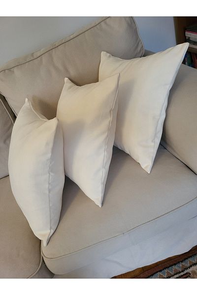 MUSGEM 3-Piece Cotton Duck Cloth - Ecru, Cream, Pillowcase 45X45