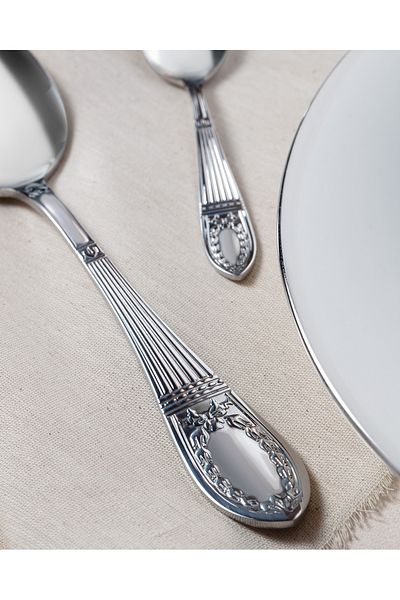 Madame Coco Silver Tone La Papillion 42-Piece Cutlery, Knife and Spoon Set