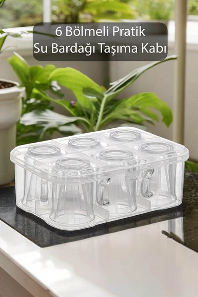Emofom Water Cup Carrying Apparatus 6 Compartments Storage Container Cup Organizer Dish Rack