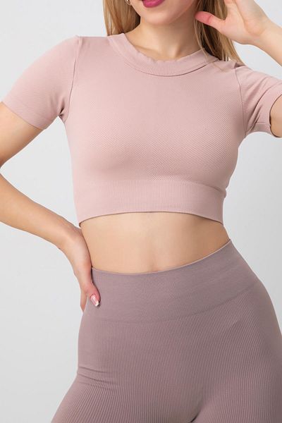 Doremi Seamless Ribbed Sports Crop T-Shirt