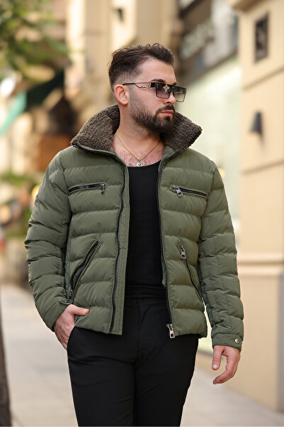 İga Collection Men's Coat with Fur Collar