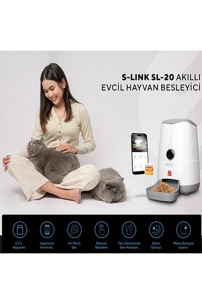 S-LINK Intelligent Remote Monitoring and Feeding Capable Automatic Food Container - Pet Feeder