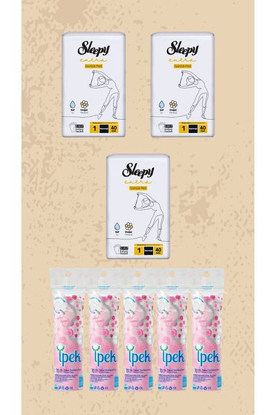 Sleepy Extra Ultra Thin Pad for Daily Use - 3X40=160 Pieces of Makeup Cotton 5X70 350 Pieces
