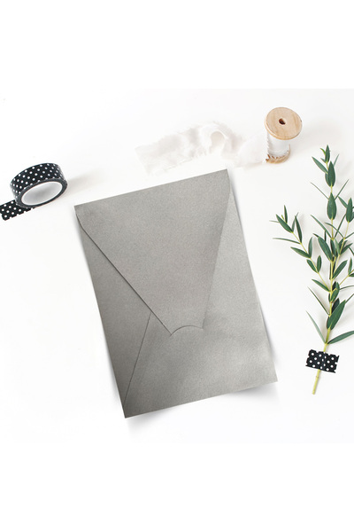 GNDR 13x18-Kapaklı Gri Dikey Davetiye Zarfı (50 Adet)