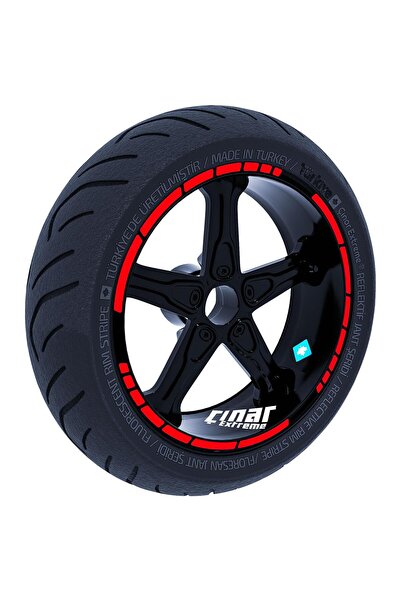 Çınar Extreme Reflektif Kırmızı Moto GP Stili Jant Şeridi Sticker Çınar Extre...