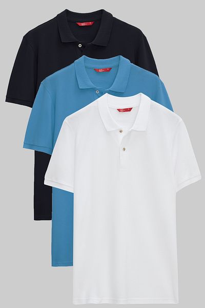 D'S Damat Μπλουζάκι με γιακά πόλο Ds Damat Regular Fit Navy Blue/Tirquoise/White Pique Texture 100% Cotton Polo T-shirt