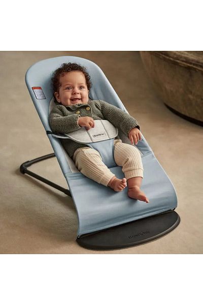 BabyBjörn BABYBJÖRN Bouncer Balance Soft, Cotton/Jersey Blue/Grey, Woven/Jersey