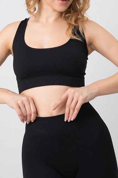 Doremi Seamless Ribbed Cross Thick Strap Sports Bra