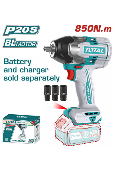 TOTAL Lı-ıon Akülü Somun Sıkma Solo Kömürsüz Motor 850 Tork Tıwlı20851 (AKÜ Ş...