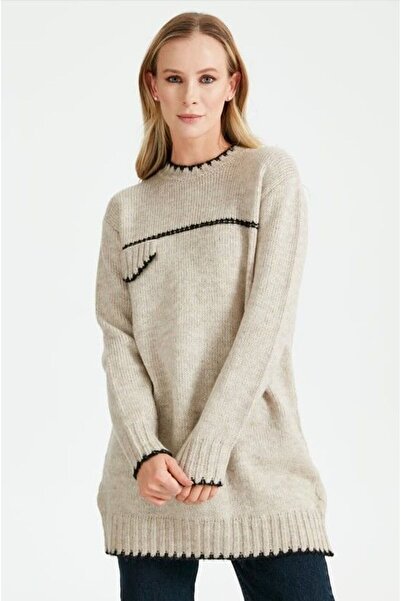 tığstore 21438 Süs Dikişli Triko Tunik Qks Tunik 21438 #23-123