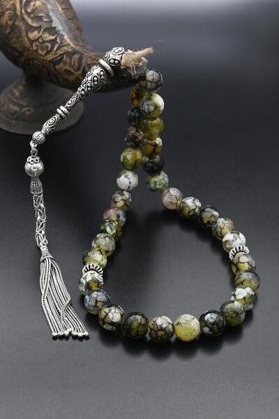 Prestige 925 проба срібний чотки - 33 намистини, з природними прожилками та а...