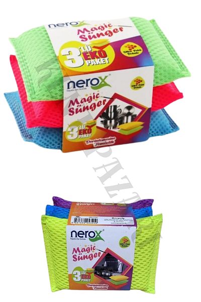 Kent Pazarı 9 Pieces of Mesh Magic Sponge - Kitchen Dish Sponge, Long-Lasting Use