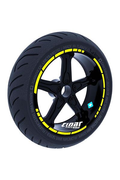 Çınar Extreme Floresan Sarı Moto GP İç Dış Jant Şeridi Takım Sticker Çınar Ex...