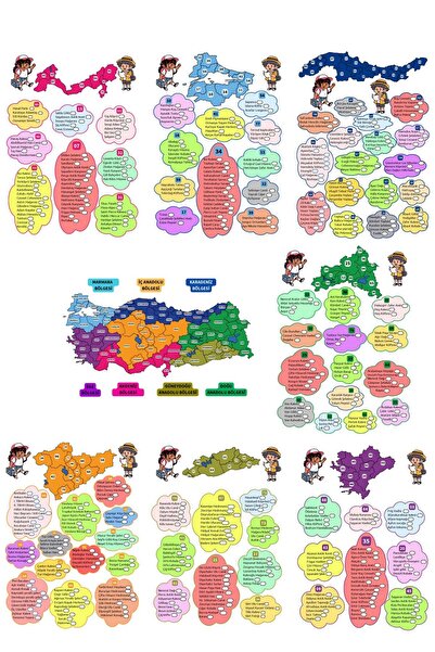 HOBİREYON Şehirleri Öğreniyorum Eğitim Seti (Türkiye Bölgeler Haritası, Plaka...