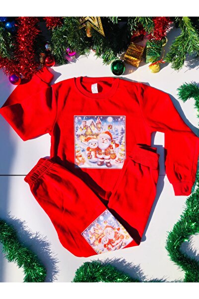 MUSCO Children's Christmas Suit 3D Printed Red Unisex Christmas Christmas Suit