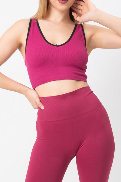 Doremi Sutien sport cu bretele flexibile, cu decolteu în V, fără cusături