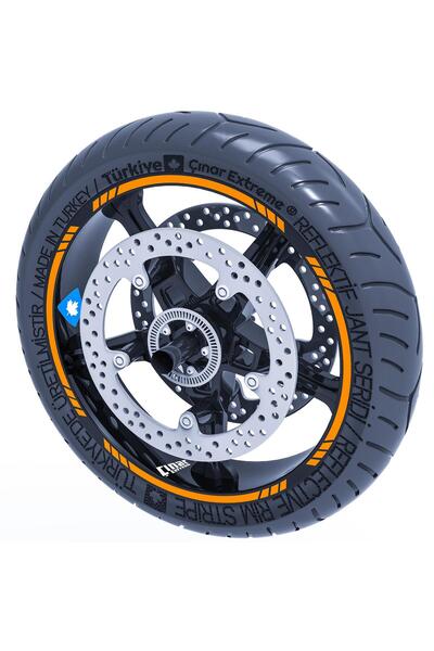 Çınar Extreme Floresan Turuncu 4 Parçalı Kesikli Jant Şeridi Sticker Çınar Extreme - 0726199631053