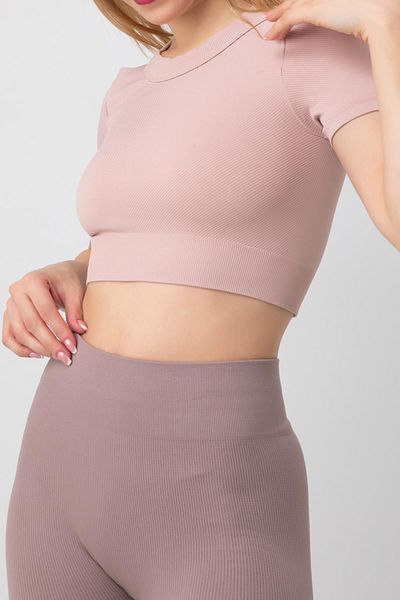 Doremi Seamless Ribbed Sports Crop T-Shirt