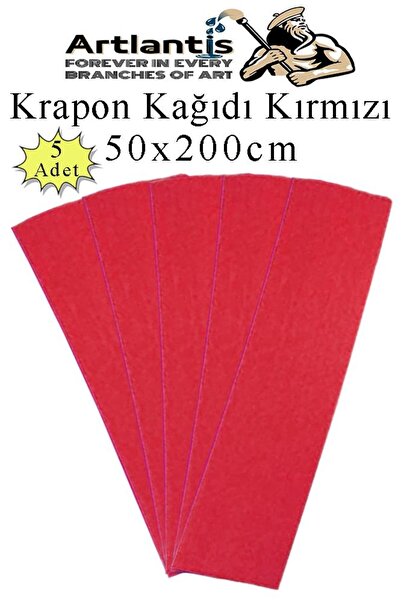 Artlantis Krapon Kağıdı 50x200 cm 5 Adet Renkli Grapon Kağıdı Okul Sınıf Etki...