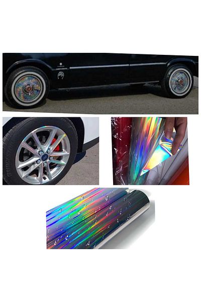 ESEMİZ Rainbow Hologram Rainbow - Vehicle and Motorcycle Wheel Covering, Foil Size: 50cm X 2m