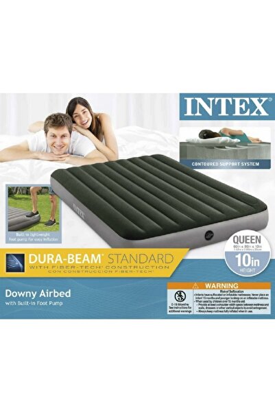 Intex Queen Dura-Beam Standard Air Bed with Built-In Foot Pump