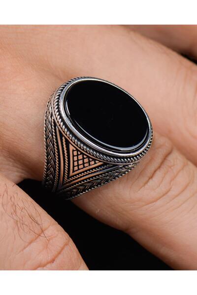 Prestige 925 Ayar Gümüş Erkek Yüzüğü Oniks Taşlı 100161