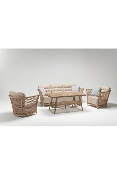 Luce Garden Begonya Rattan Bahçe Takımı - Cappuccino & Galia Cream